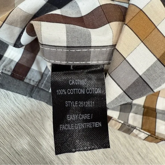 Orvieto Men's Long Sleeve Checkered Button Down Shirt in Neutral Tones Size M - Picture 16 of 17